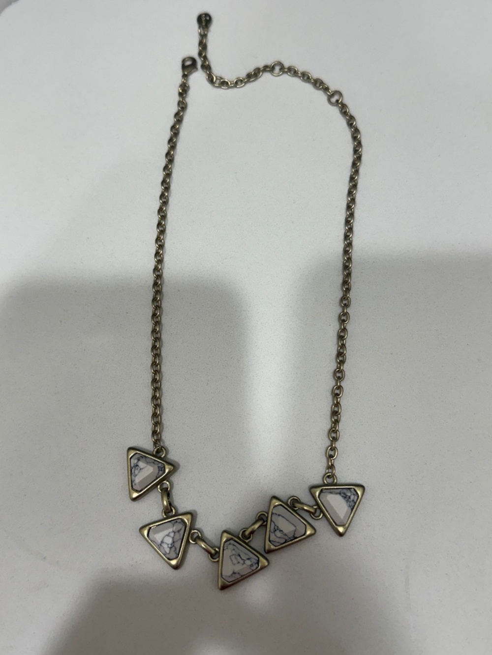 LOFT Geometric Marble Triangle Statement Necklace – Gold Tone